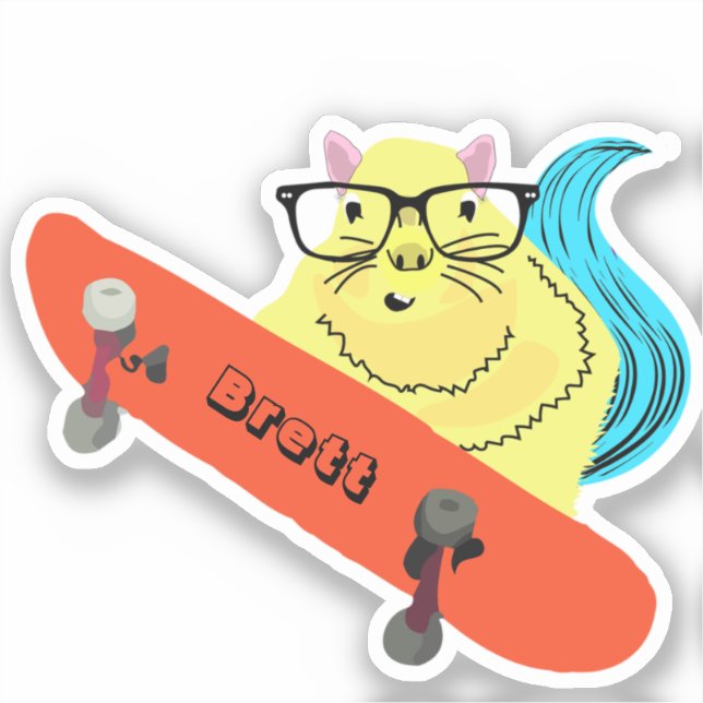 Naughty Squirrel #343 Brett Skateboarding Sticker (Front)