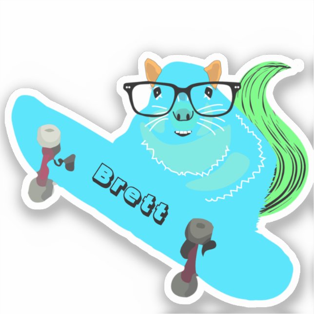 Naughty Squirrel #353 Brett Skateboarding Sticker (Front)
