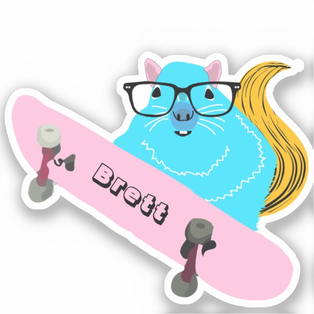 Naughty Squirrel #359 Brett Skateboarding Sticker (Front)