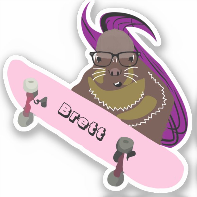 Naughty Squirrel #375 Brett Skateboarding Sticker (Front)