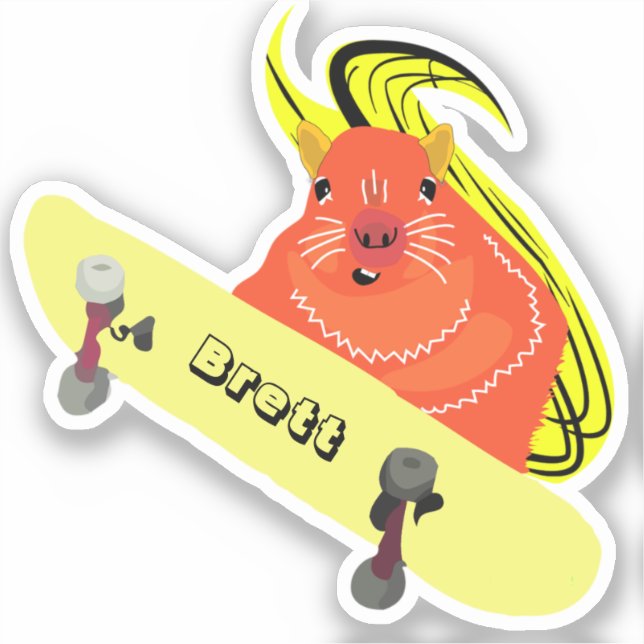 Naughty Squirrel #386 Brett Skateboarding Sticker (Front)