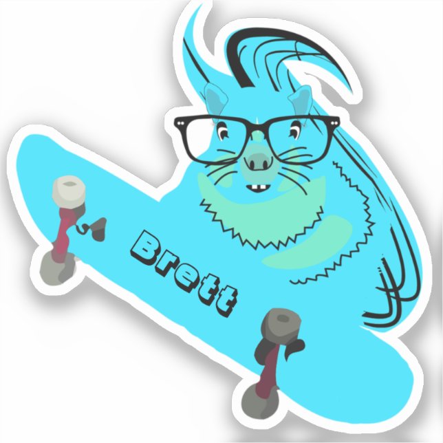 Naughty Squirrel #389 Brett Skateboarding Sticker (Front)