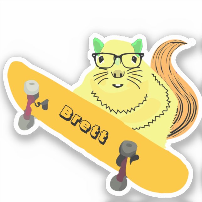 Naughty Squirrel #409 Brett Skateboarding Sticker (Front)