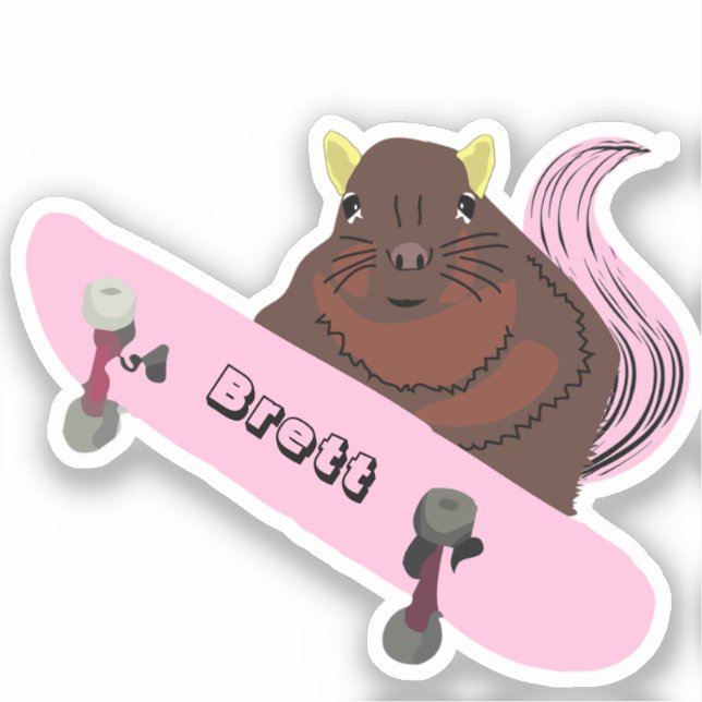 Naughty Squirrel #412 Brett Skateboarding Sticker (Front)