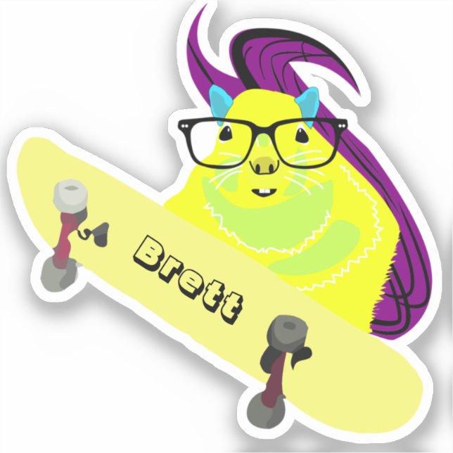 Naughty Squirrel #416 Brett Skateboarding Sticker (Front)