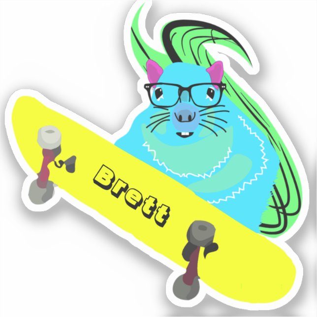 Naughty Squirrel #424 Brett Skateboarding Sticker (Front)