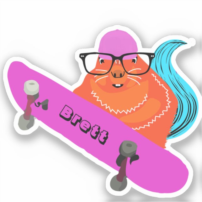Naughty Squirrel #426 Brett Skateboarding Sticker (Front)