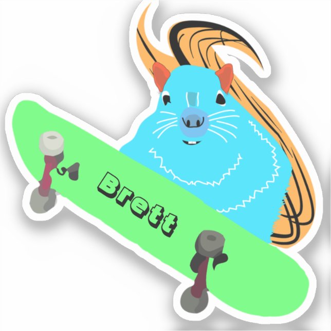 Naughty Squirrel #430 Brett Skateboarding Sticker (Front)