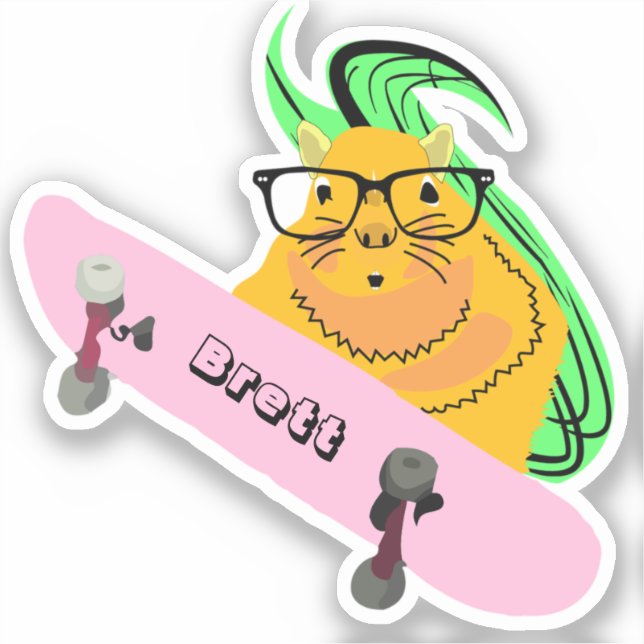 Naughty Squirrel #437 Brett Skateboarding Sticker (Front)
