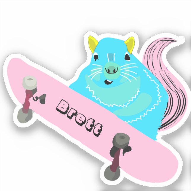 Naughty Squirrel #439 Brett Skateboarding Sticker (Front)