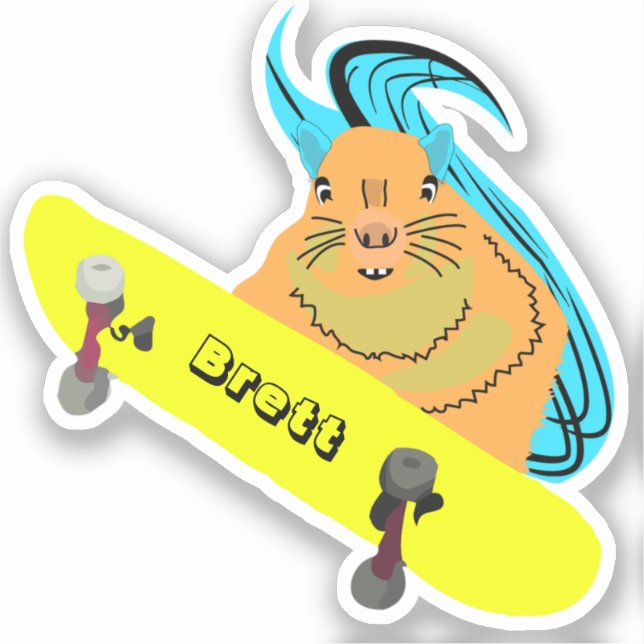 Naughty Squirrel #440 Brett Skateboarding Sticker (Front)