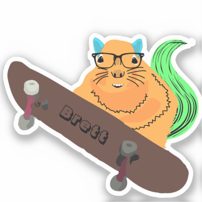 Naughty Squirrel #442 Brett Skateboarding Sticker (Front)