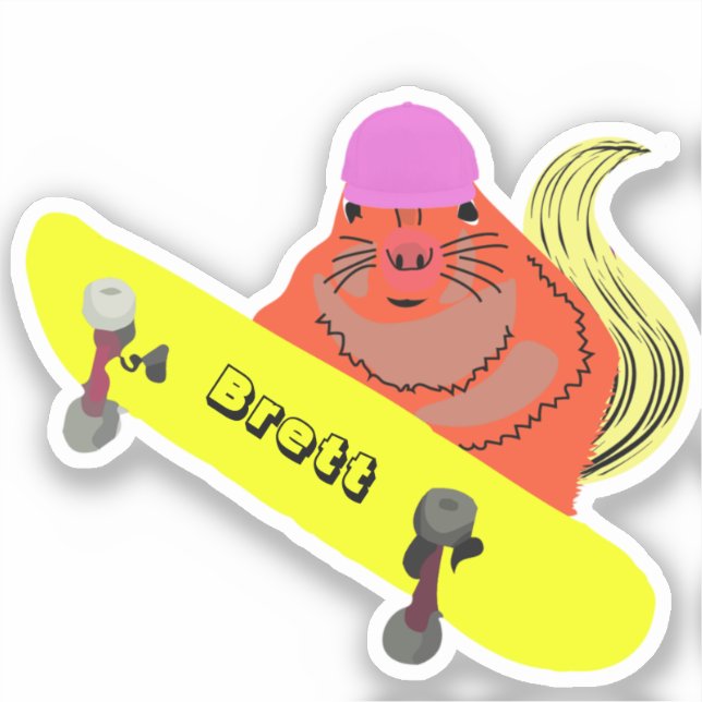 Naughty Squirrel #446 Brett Skateboarding Sticker (Front)