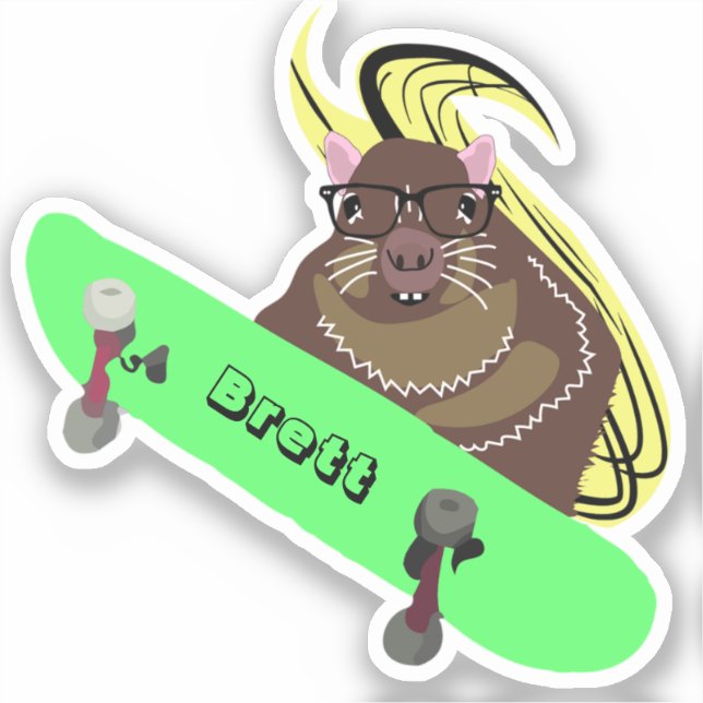 Naughty Squirrel #447 Brett Skateboarding Sticker (Front)