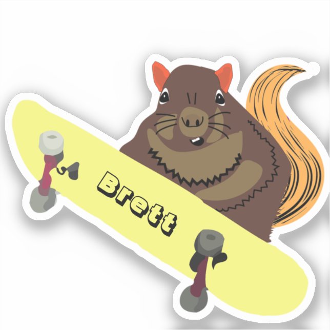 Naughty Squirrel #458 Brett Skateboarding Sticker (Front)