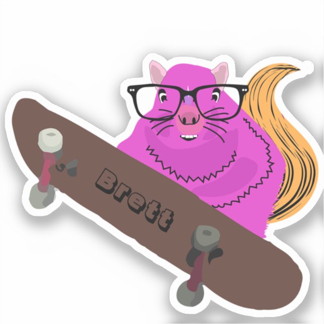 Naughty Squirrel #466 Brett Skateboarding Sticker (Front)
