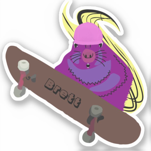 Naughty Squirrel #478 Brett Skateboarding Sticker (Front)
