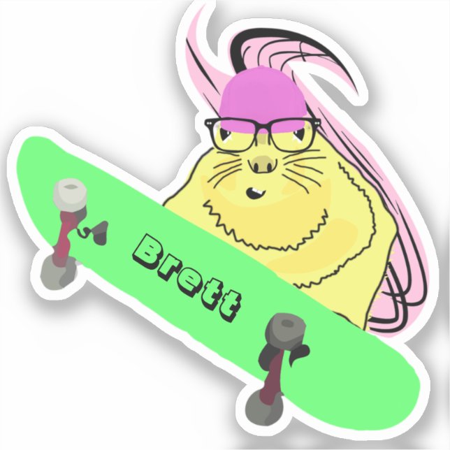 Naughty Squirrel #491 Brett Skateboarding Sticker (Front)