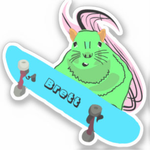 Naughty Squirrel #497 Brett Skateboarding Sticker