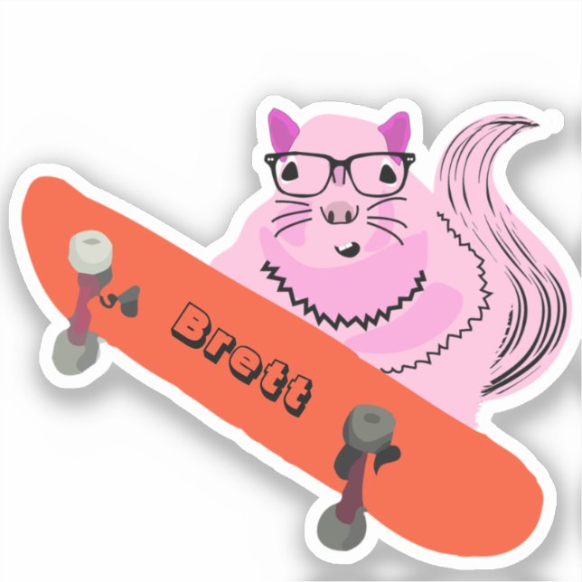 Naughty Squirrel #500 Brett Skateboarding Sticker (Front)