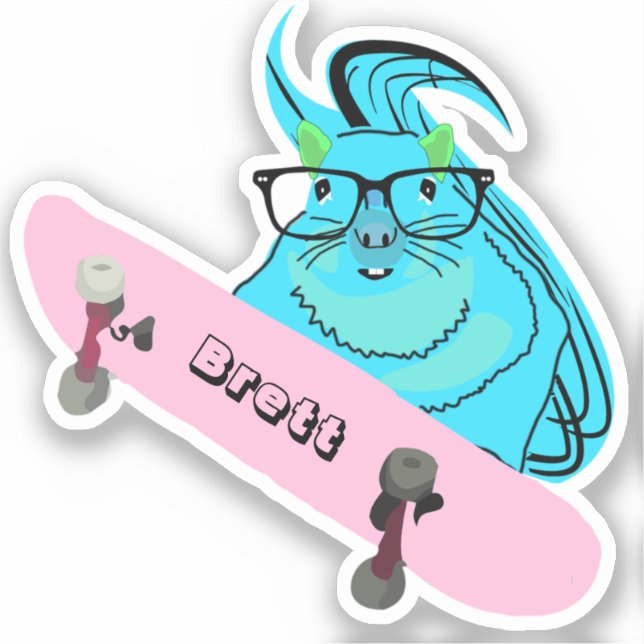 Naughty Squirrel #501 Brett Skateboarding Sticker (Front)