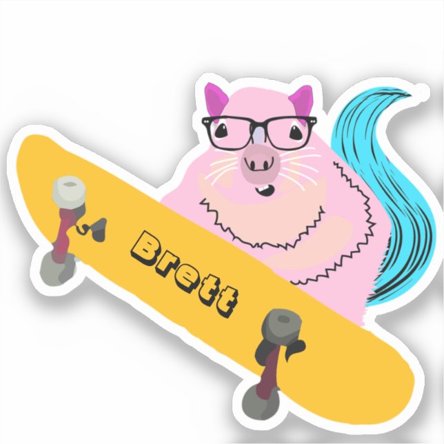 Naughty Squirrel #518 Brett Skateboarding Sticker (Front)