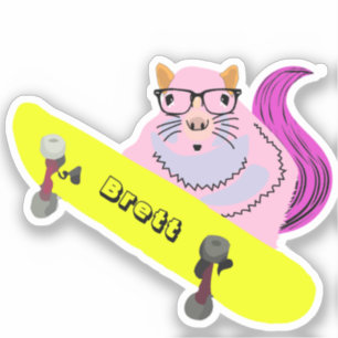 Naughty Squirrel #520 Brett Skateboarding Sticker