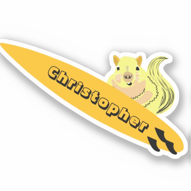 Naughty Squirrel #531 Surfing Sticker (Front)