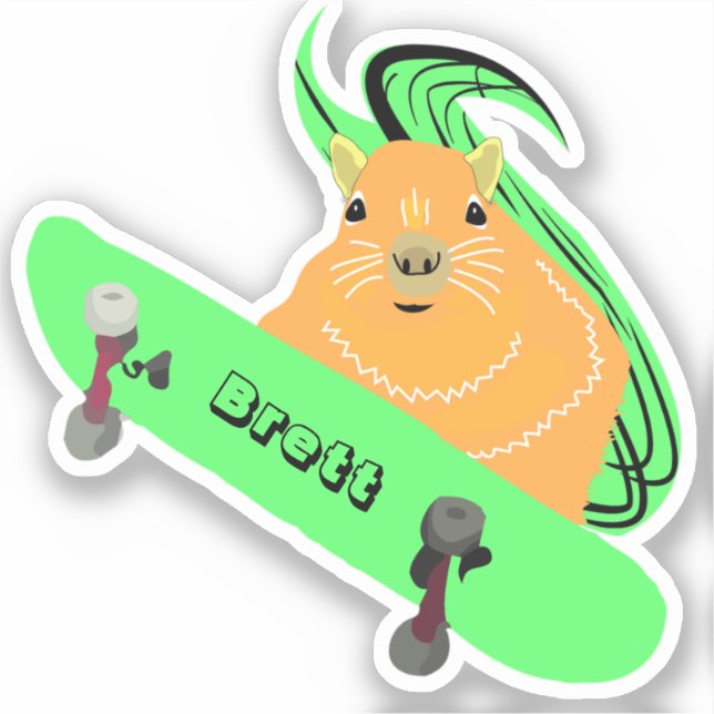 Naughty Squirrel #533 Brett Skateboarding Sticker (Front)