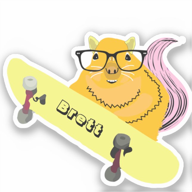 Naughty Squirrel #535 Brett Skateboarding Sticker (Front)