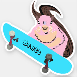 Naughty Squirrel #537 Brett Skateboarding Sticker