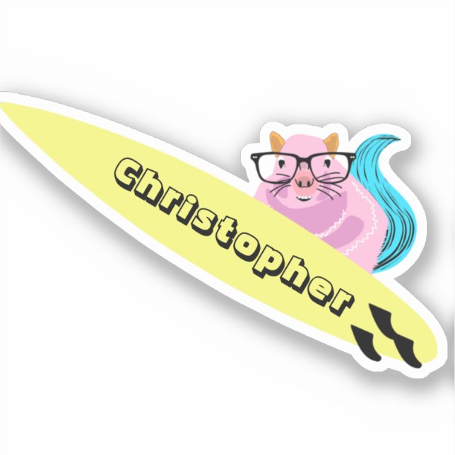 Naughty Squirrel #550 Surfing Sticker (Front)