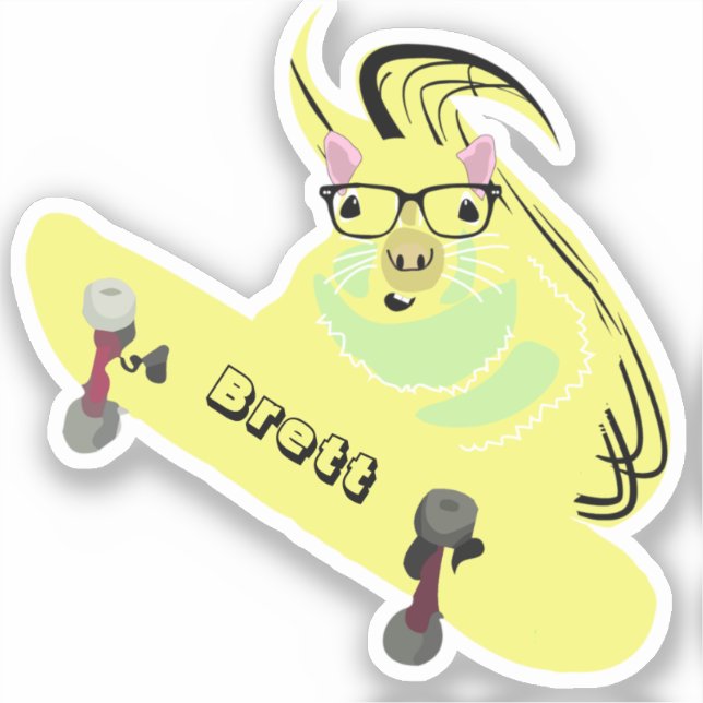 Naughty Squirrel #563 Brett Skateboarding Sticker (Front)
