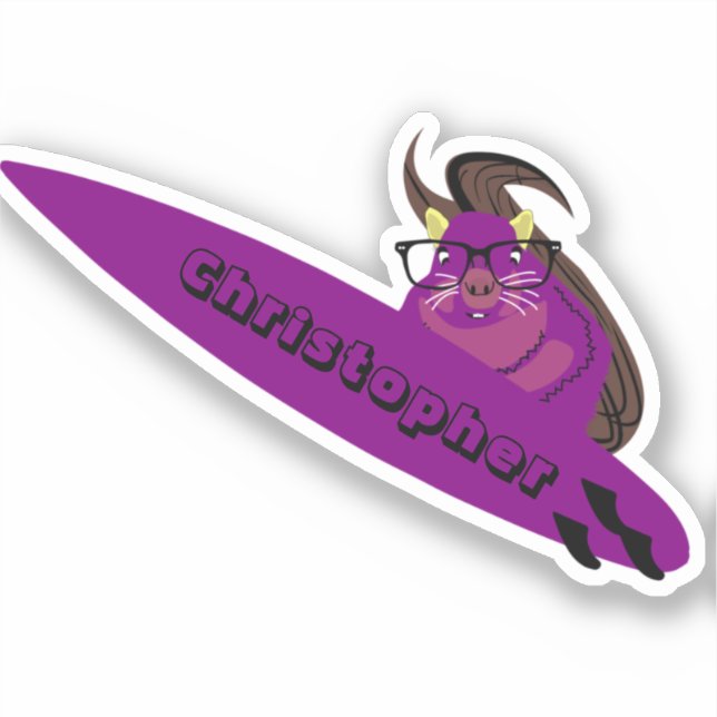 Naughty Squirrel #570 Surfing Sticker (Front)