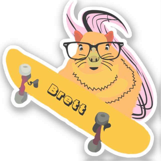 Naughty Squirrel #574 Brett Skateboarding Sticker (Front)