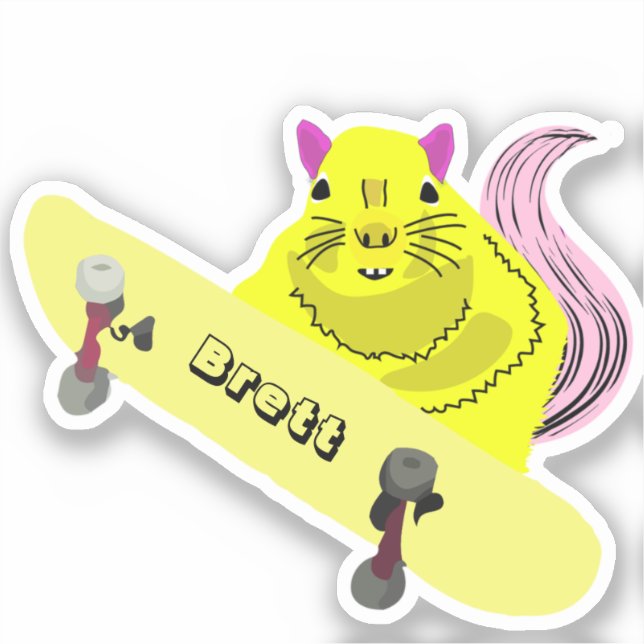 Naughty Squirrel #576 Brett Skateboarding Sticker (Front)