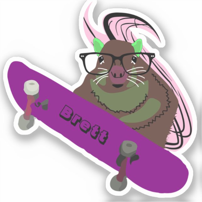 Naughty Squirrel #602 Brett Skateboarding Sticker (Front)