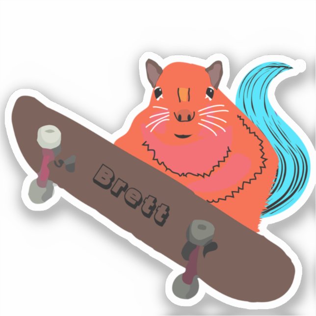 Naughty Squirrel #611 Brett Skateboarding Sticker (Front)