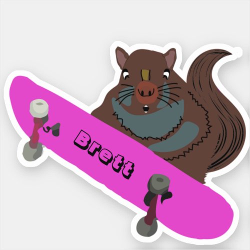 Naughty Squirrel 622 Brett Skateboarding Sticker