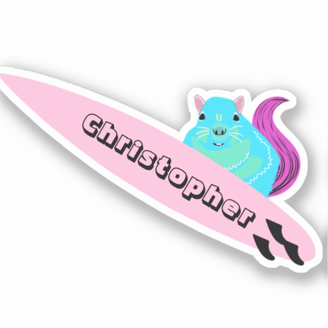 Naughty Squirrel #625 Surfing Sticker (Front)
