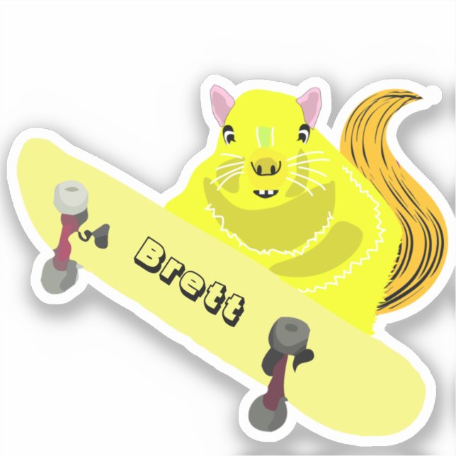 Naughty Squirrel #628 Brett Skateboarding Sticker (Front)