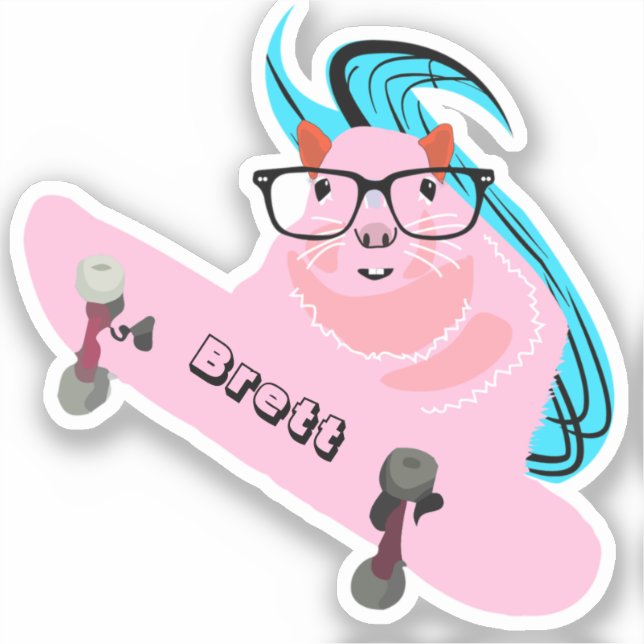 Naughty Squirrel #633 Brett Skateboarding Sticker (Front)