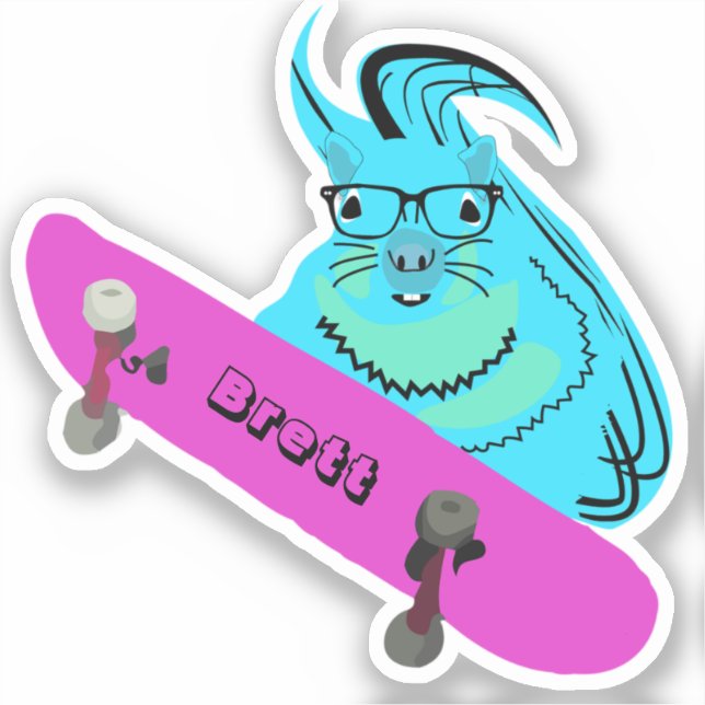 Naughty Squirrel #637 Brett Skateboarding Sticker (Front)