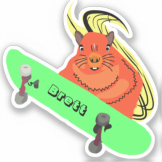 Naughty Squirrel #642 Brett Skateboarding Sticker