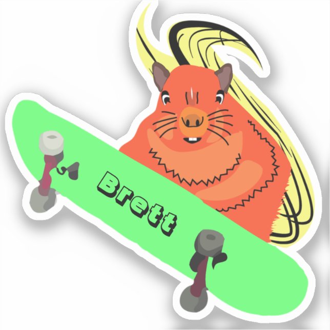 Naughty Squirrel #642 Brett Skateboarding Sticker (Front)