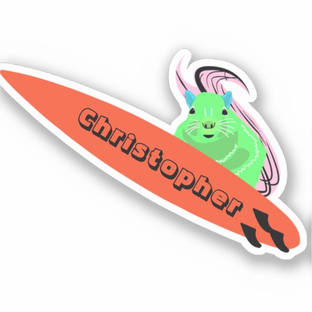 Naughty Squirrel #652 Surfing Sticker (Front)
