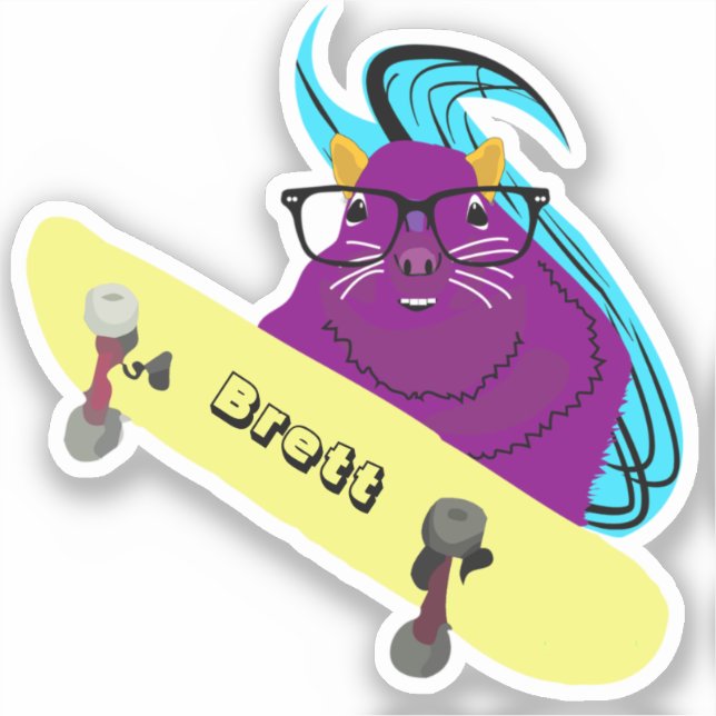 Naughty Squirrel #654 Brett Skateboarding Sticker (Front)