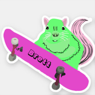 Naughty Squirrel #674 Brett Skateboarding Sticker
