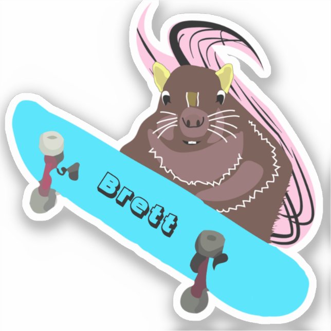 Naughty Squirrel #688 Brett Skateboarding Sticker (Front)