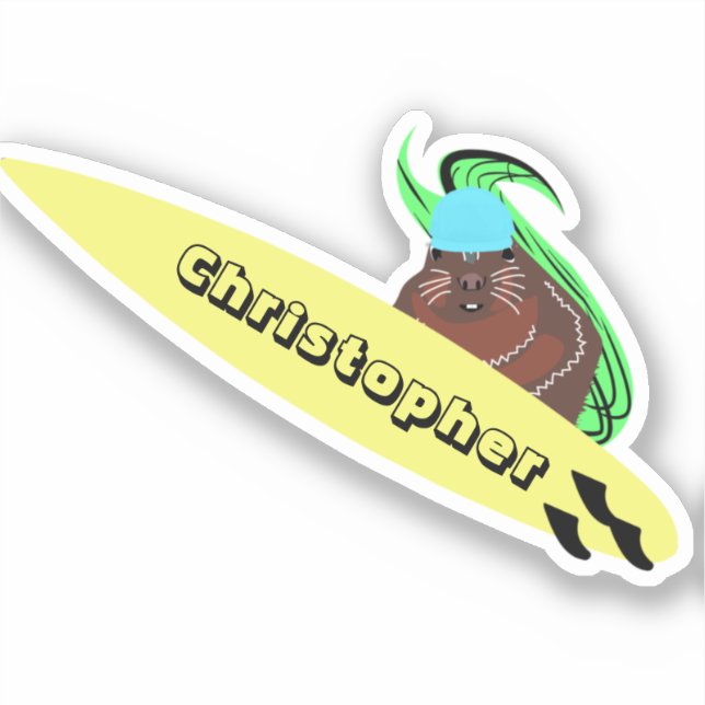 Naughty Squirrel #693 Surfing Sticker (Front)